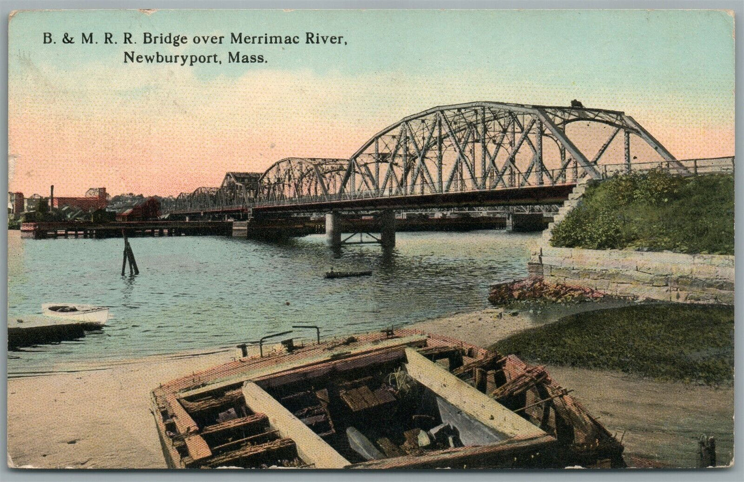 NEWBURYPORT MA RAILROAD BRIDGE ANTIQUE POSTCARD
