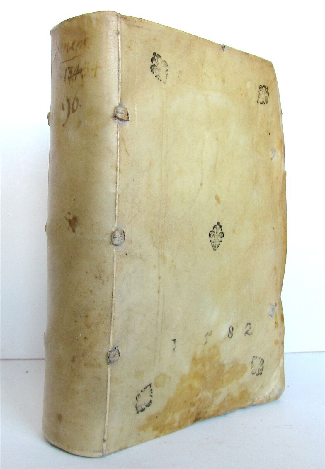 1571 Opus eruditissimum antique DECORATED & DATED VELLUM BINDING