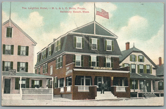 SALISBURY BEACH MA THE LEIGHTON HOTEL ANTIQUE POSTCARD