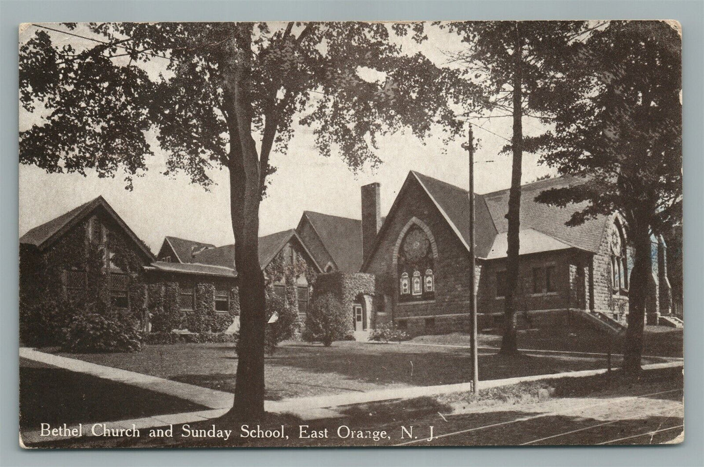 EAST ORANGE NJ BETHEL CHURCH & SUNDAY SCHOOL ANTIQUE POSTCARD