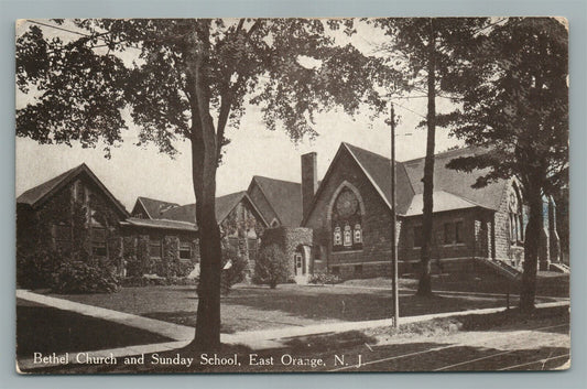 EAST ORANGE NJ BETHEL CHURCH & SUNDAY SCHOOL ANTIQUE POSTCARD