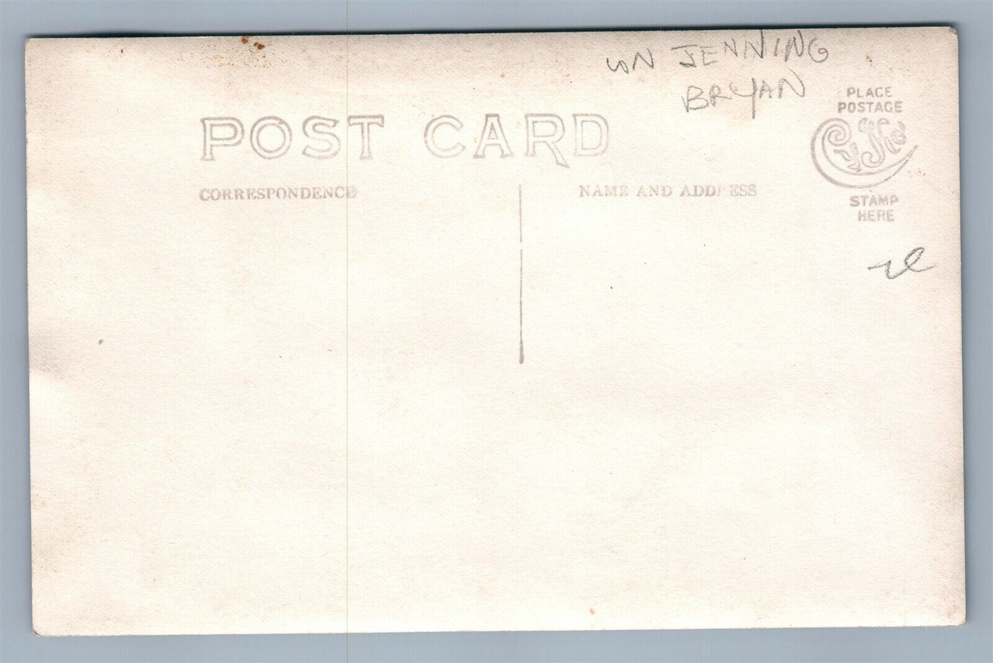 US SECRETARY OF STATE Wm. JENNINGS BRYAN ANTIQUE REAL PHOTO POSTCARD RPPC