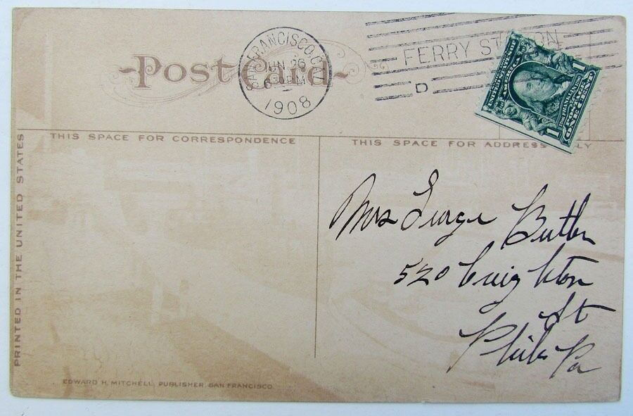 VINTAGE 1908 POSTCARD US CRUISER CALIFORNIA LIMB POINT GOLDEN GATE SAN FRANCISCO