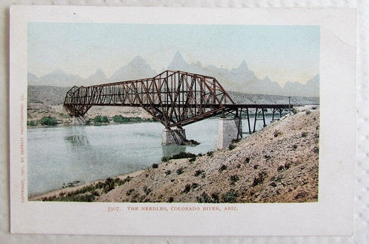 ANTIQUE UNDIVIDED POSTCARD - THE SEEDLESS COLORADO RIVER ARIZONA BRIDGE