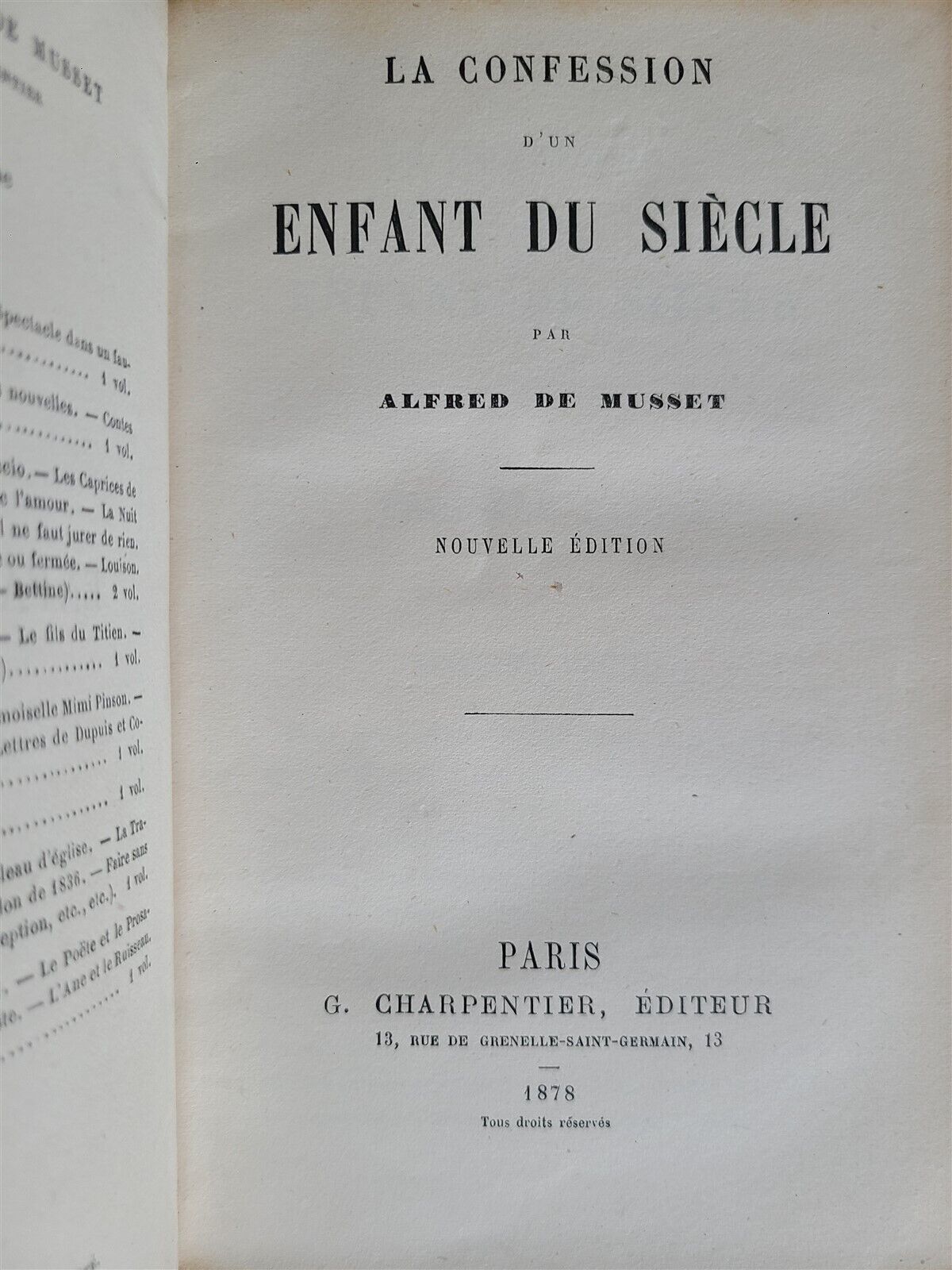 1879 ALFRED DE MUSSET WORKS antique 10 VOLUMES in FRENCH POETRY & PROSE