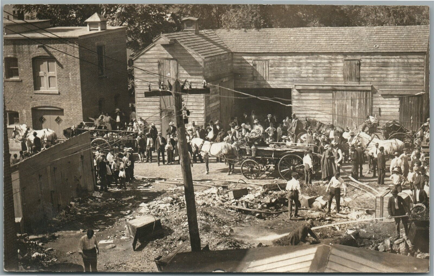 AFTER FIRE SCENE ANTIQUE REAL PHOTO POSTCARD RPPC