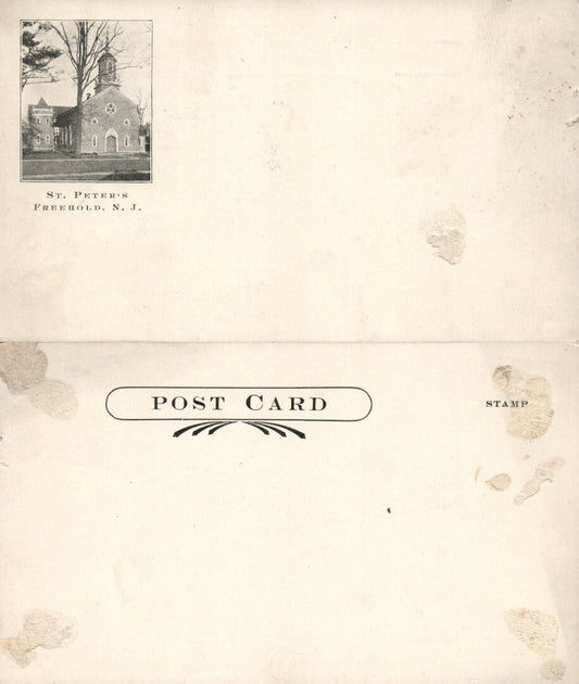 FREEHOLD N.J. ST.PETER'S UNDIVIDED ANTIQUE POSTCARD