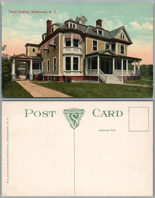 MIDDLETOWN N.Y. THRALL HOSPITAL ANTIQUE POSTCARD