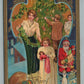 CHRISTMAS TREE DECORATING ANTIQUE POSTCARD