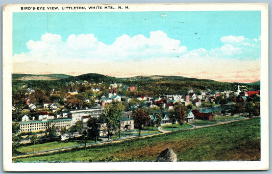 WHITE MTS NH LITTLETON BIRDS EYE VIEW ANTIQUE POSTCARD