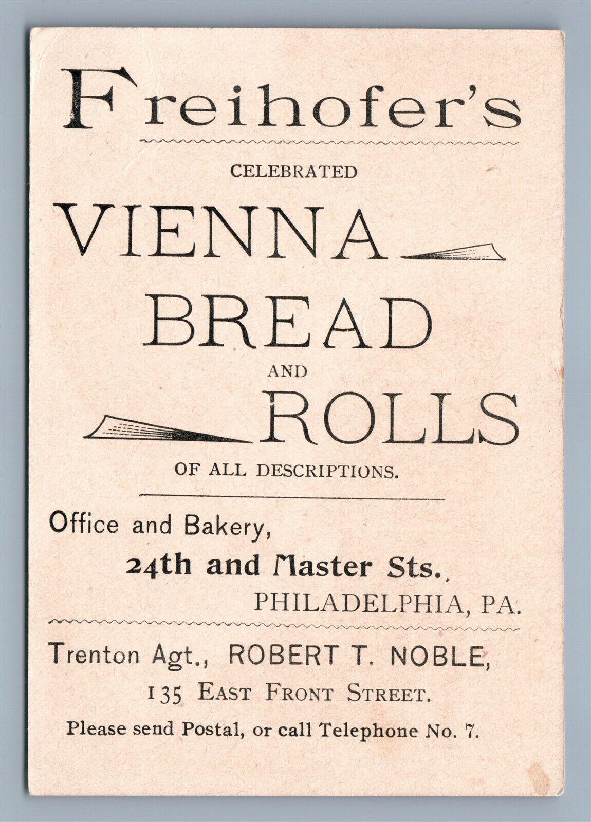 PHILADELPHIA PA ANTIQUE VICTORIAN TRADE CARD VIENNA BAKERY ADVERTISING