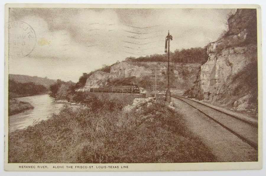 VINTAGE 1912 POSTCARD MERAMEC RIVER RAILROAD FRISCO ST.LOUIS TEXAS LINE railway