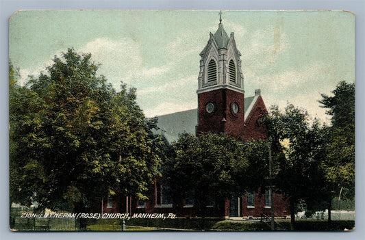 MANHEIM PA LUTHERAN ROSE CHURCH ANTIQUE POSTCARD