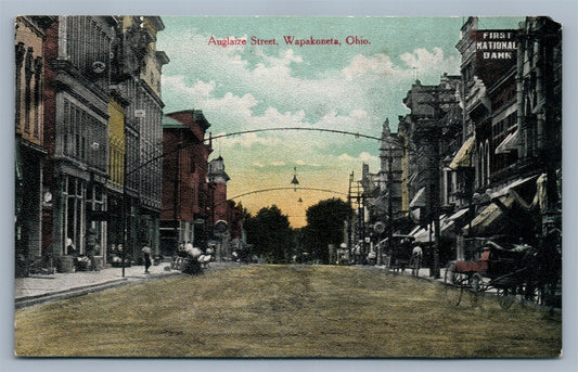 WAPAKONETA OH AUGLAIZE STREET ANTIQUE POSTCARD