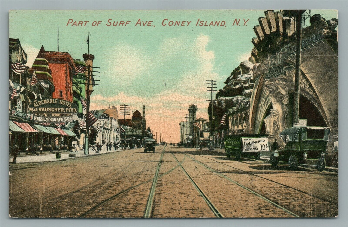 BROOKLYN NY CONEY ISLAND PART OF SURF AVENUE ANTIQUE POSTCARD