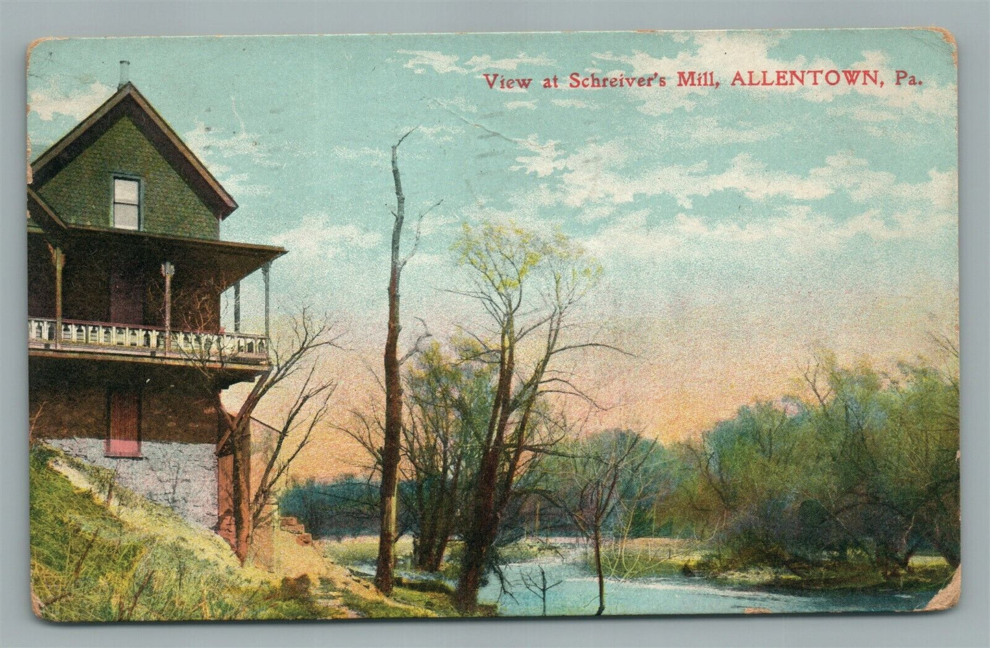 ALLENTOWN PA SCHREIVER'S MILL ANTIQUE POSTCARD