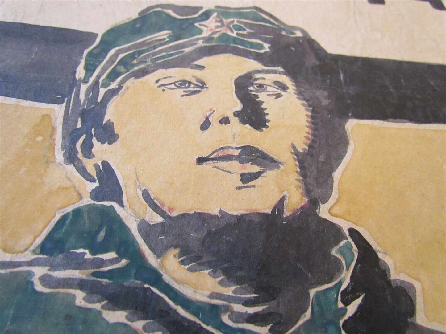 1920s RUSSIAN UNIQUE VINTAGE MILITARY PROPAGANDA POSTER MAQUETTE HAND PAINTED