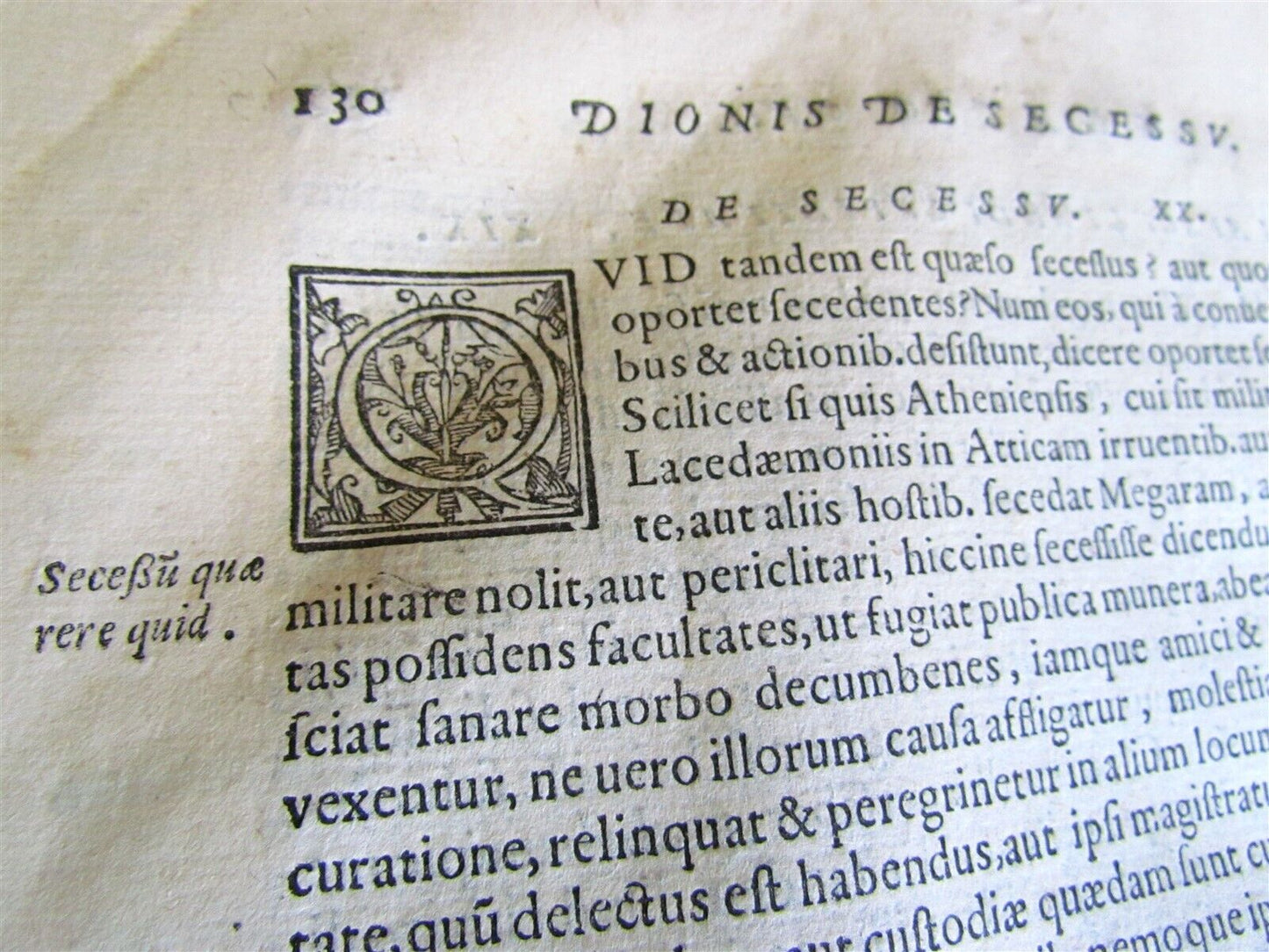 1585 DIONIS CHRYSOSTOMI ORATIONES antique VELLUM BOUND FOLIO 16th CENTURY