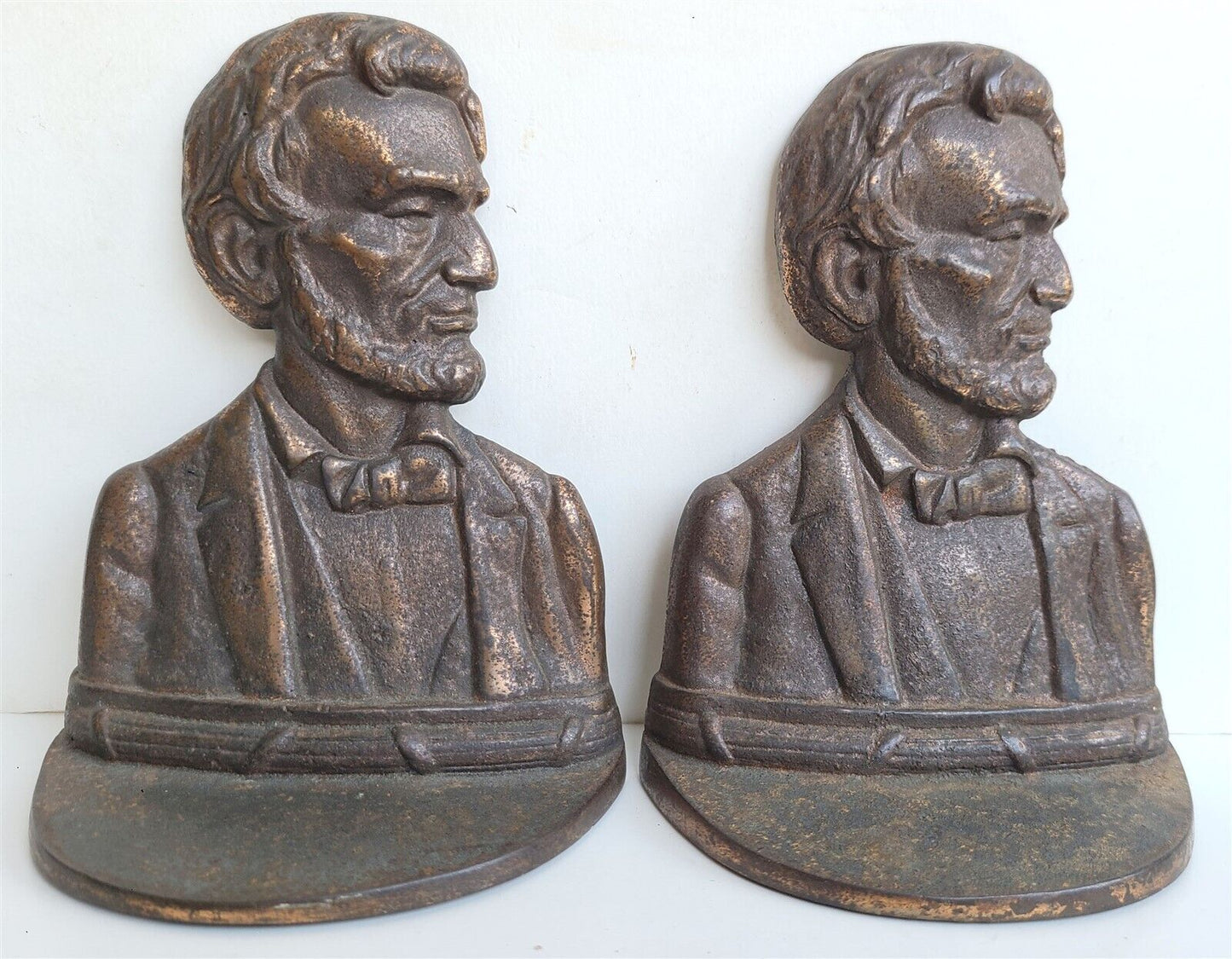 1927 PAIR OF antique CAST IRON ABRAHAM LINCOLN BOOKENDS