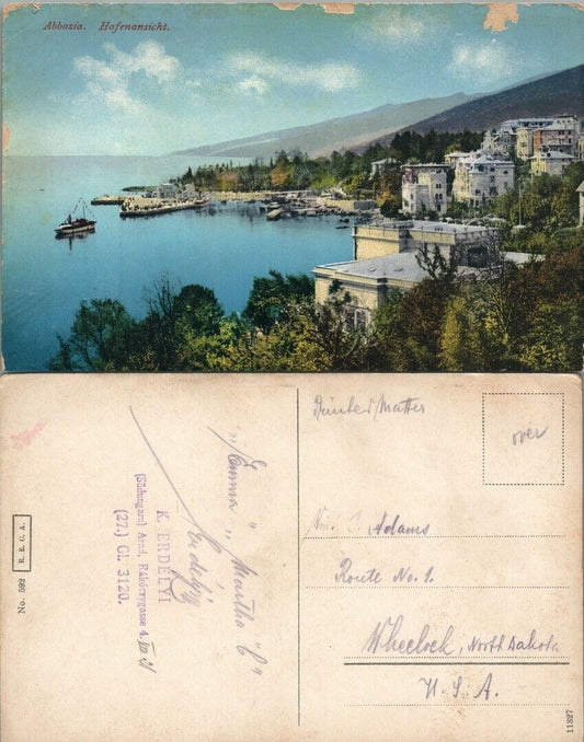 HARBOR & MONASTERY HUNGARY (?) ANTIQUE POSTCARD