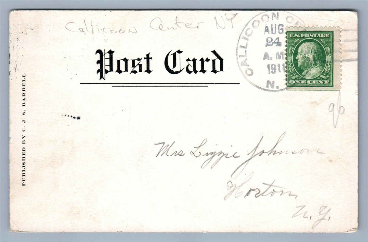 CALLICOON CENTER NY FARM HOUSE F.GRAFFT'S TROUT POND ANTIQUE POSTCARD