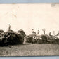FARM SCENE HARVESTING HORSE CARTS 1915 ANTIQUE REAL PHOTO POSTCARD RPPC