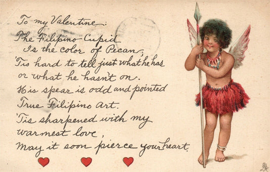 VALENTINE'S DAY GREETINGS 1907 UNDIVIDED ANTIQUE POSTCARD