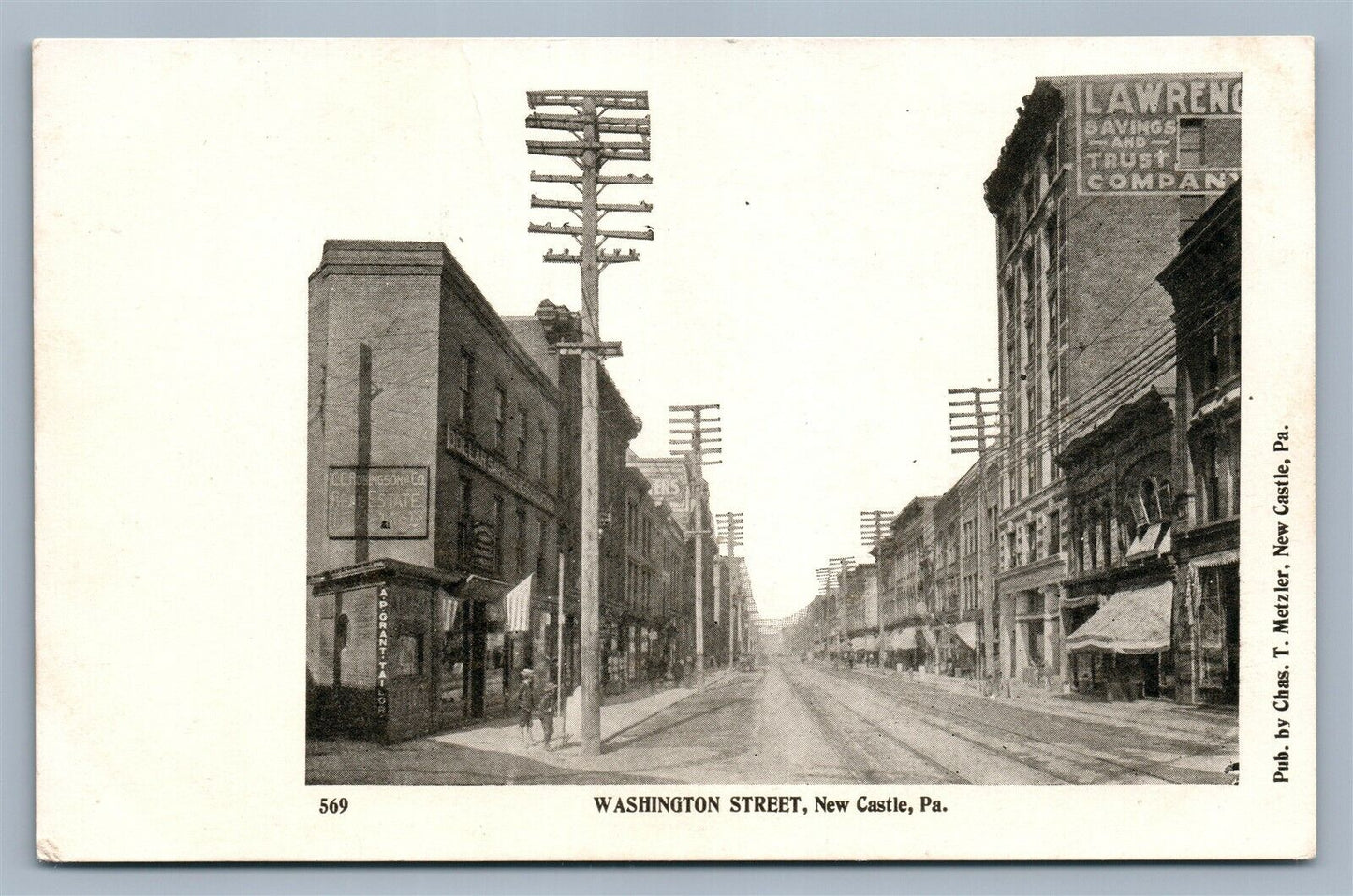 GREEN CASTLE PA WASHINGTON STREET ANTIQUE POSTCARD
