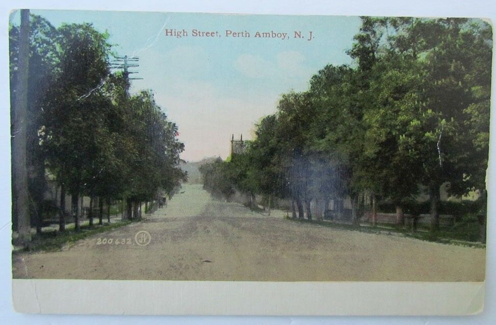 VINTAGE POSTCARD HIGH STREET PERTH AMBOY NJ NEW JERSEY