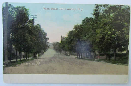 VINTAGE POSTCARD HIGH STREET PERTH AMBOY NJ NEW JERSEY