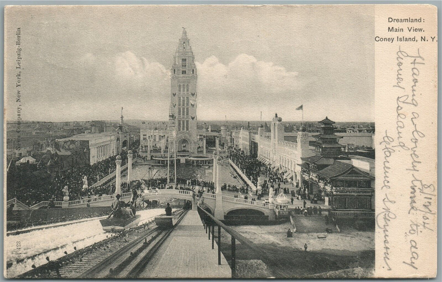 CONEY ISLAND NY DREAMLAND MAIN VIEW ANTIQUE POSTCARD