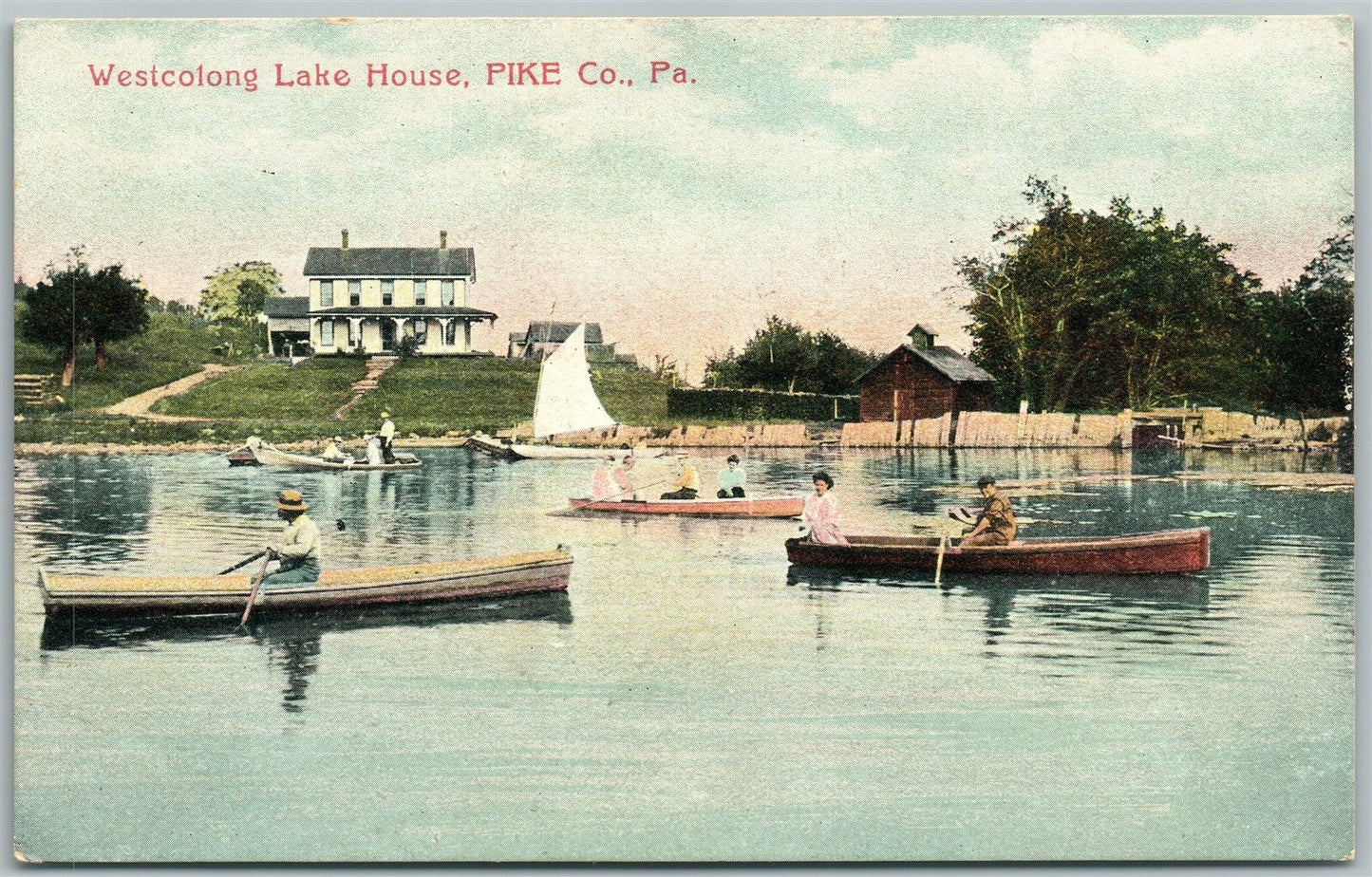 PIKE COUNTY PA WESTCOLONG LAKE HOUSE ANTIQUE POSTCARD