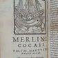 1585 ILLUSTRATED MACARONIC POETRY MERLINI COCAII antique 16th CENTURY