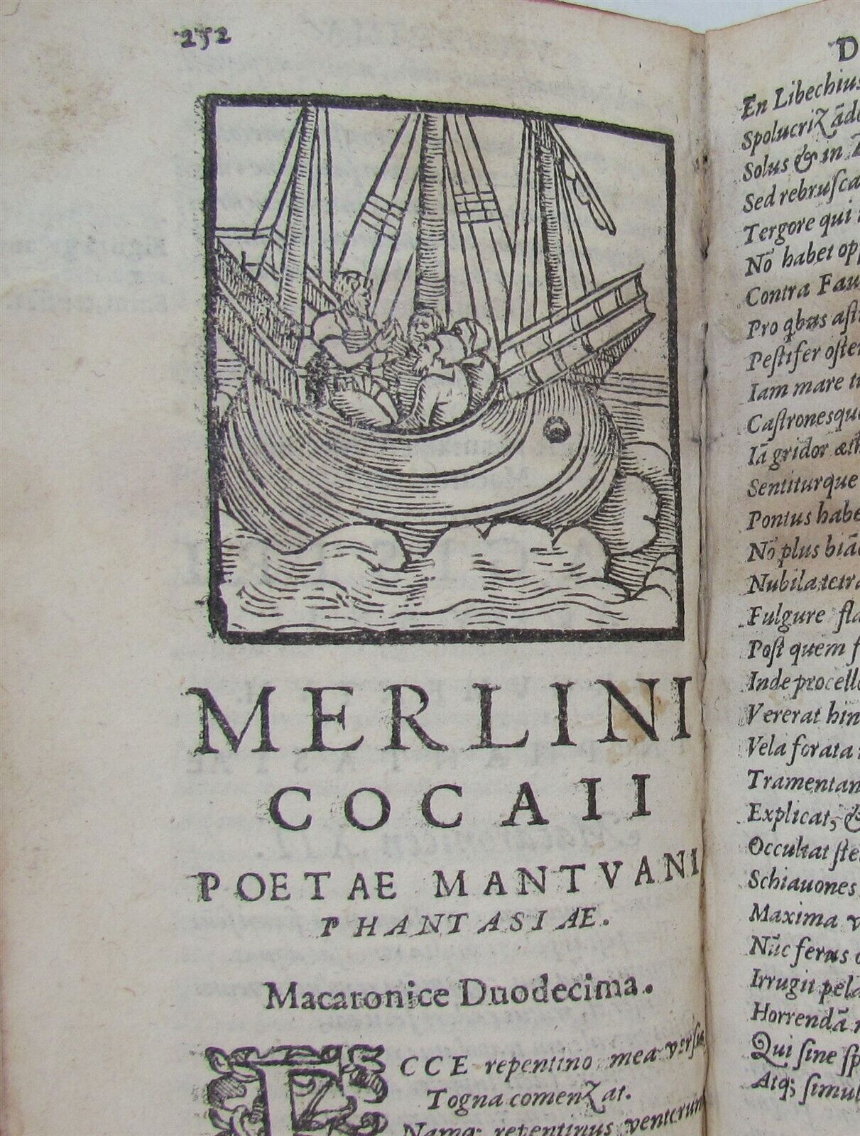 1585 ILLUSTRATED MACARONIC POETRY MERLINI COCAII antique 16th CENTURY