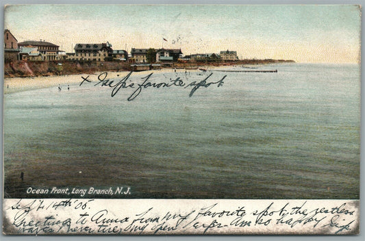 LONG BRANCH NJ OCEAN FRONT ANTIQUE POSTCARD