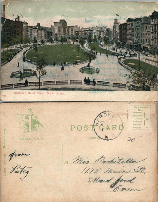 MULBERRY BEND PARK NEW YORK N.Y. ANTIQUE POSTCARD