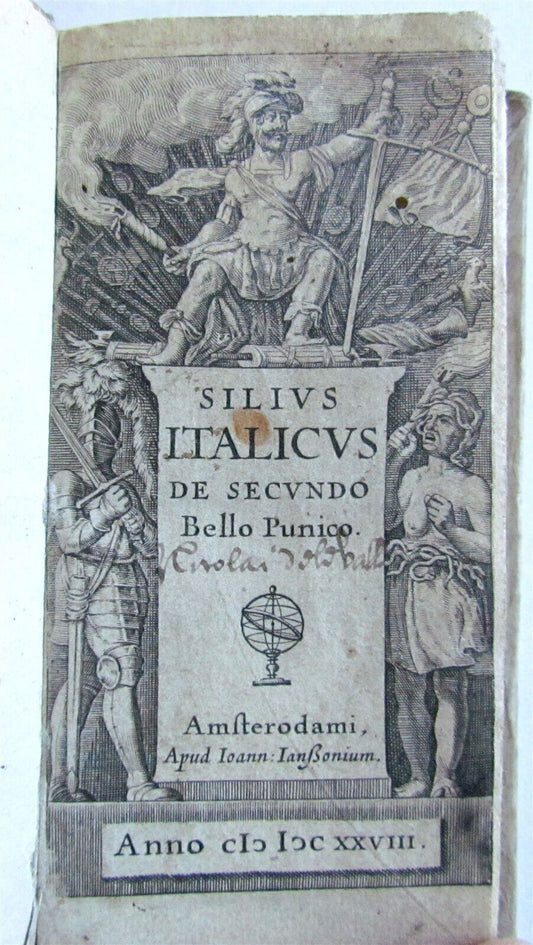 1628 SECOND PUNIC WAR HISTORY by Silius Italicus antique VELLUM