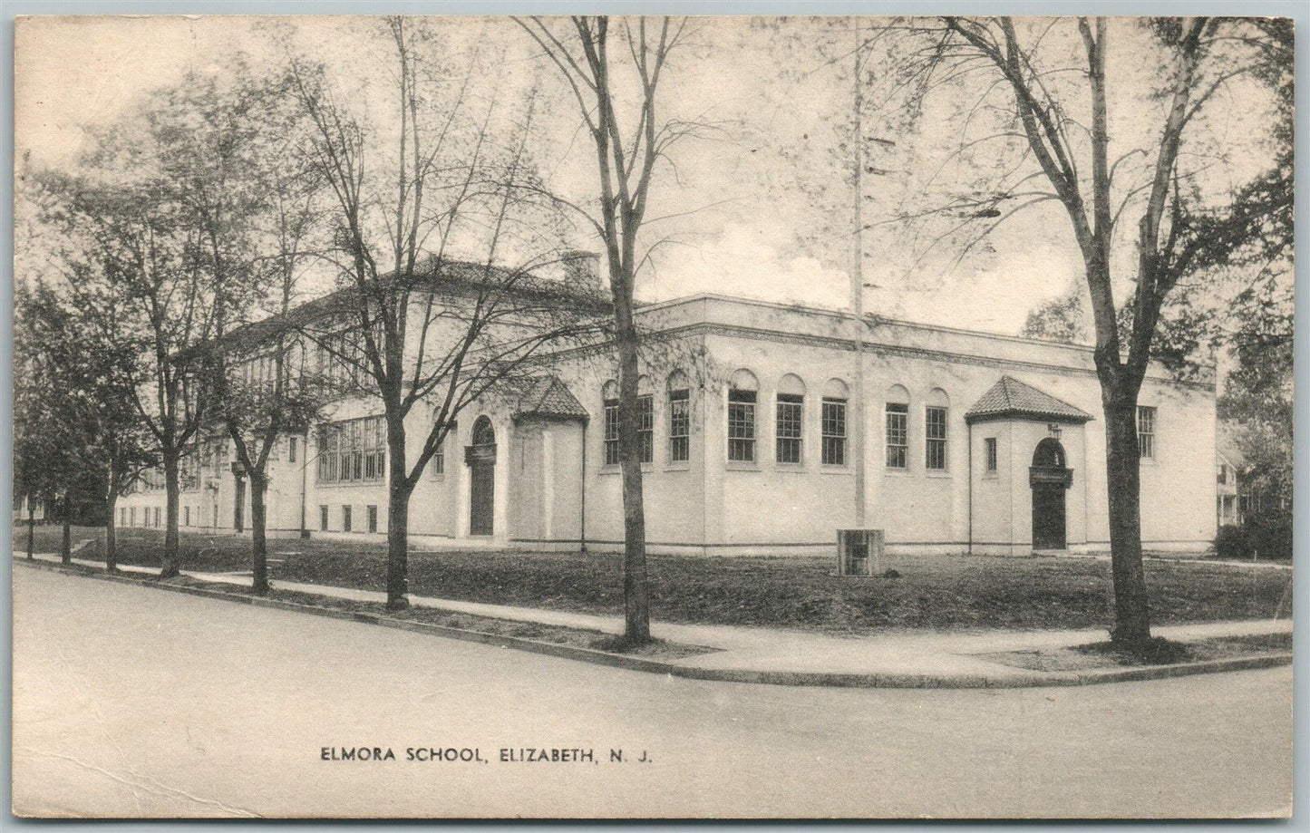 ELIZABETH NJ ELMORA SCHOOL 1945 VINTAGE POSTCARD