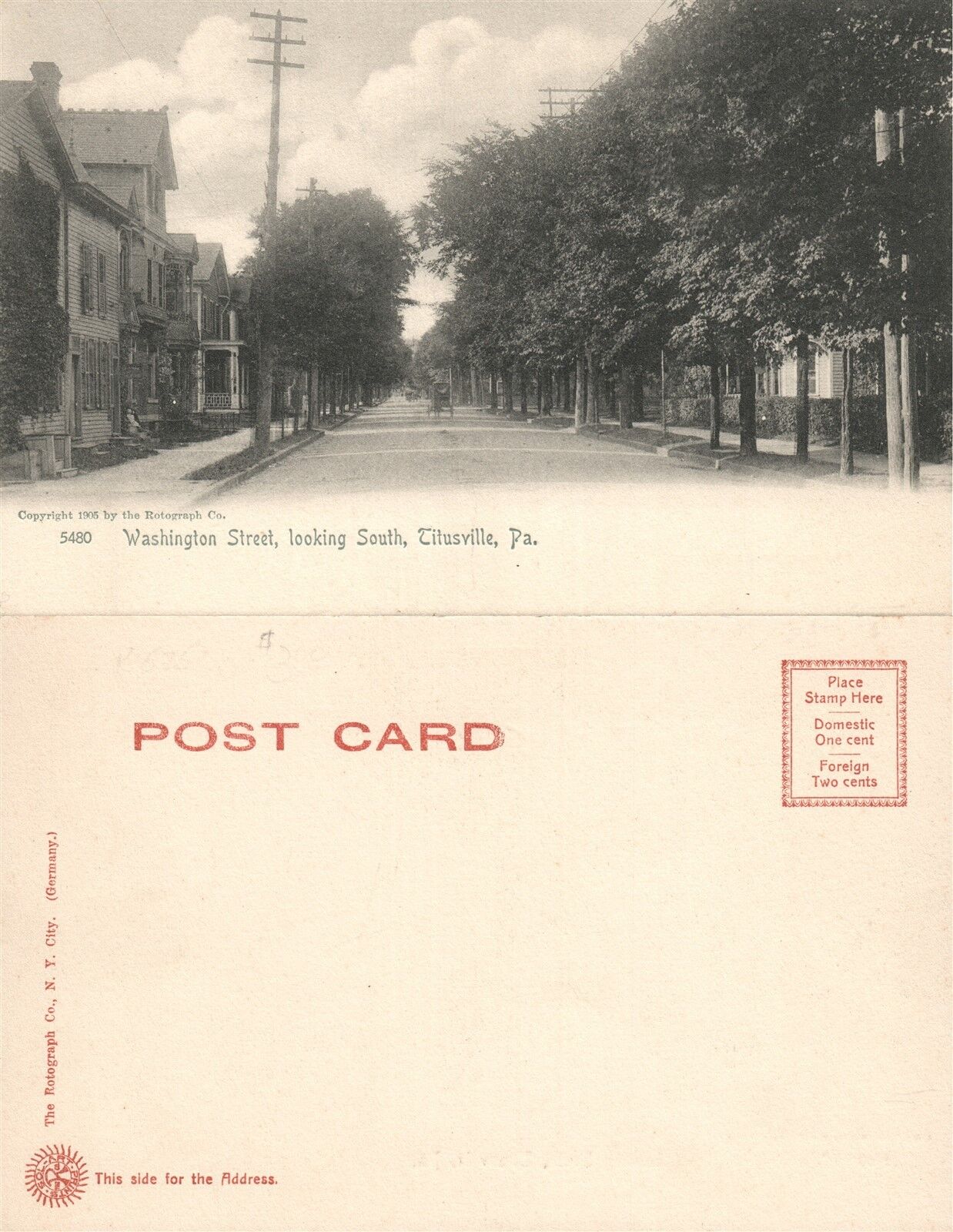 TITUSVILLE PA WASHINGTON STREET UNDIVIDED ANTIQUE POSTCARD