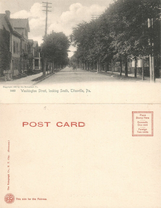 TITUSVILLE PA WASHINGTON STREET UNDIVIDED ANTIQUE POSTCARD