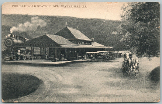 DELAWARE WATER GAP PA RAILROAD STATION UNDIVIDED ANTIQUE POSTCARD railway depot