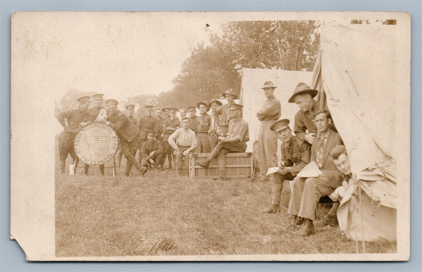 FREELAND PA ST.ANNS REGIMENTAL MILITARY BAND ANTIQUE REAL PHOTO POSTCARD RPPC