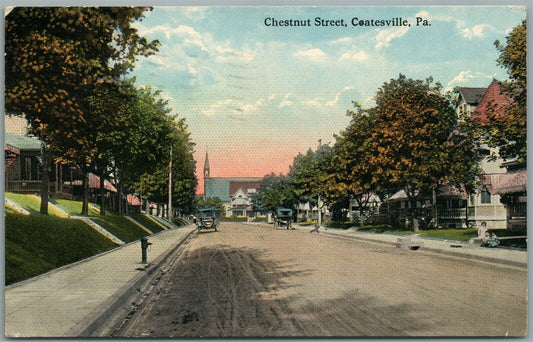 COATESVILLE PA CHESTNUT STREET ANTIQUE POSTCARD