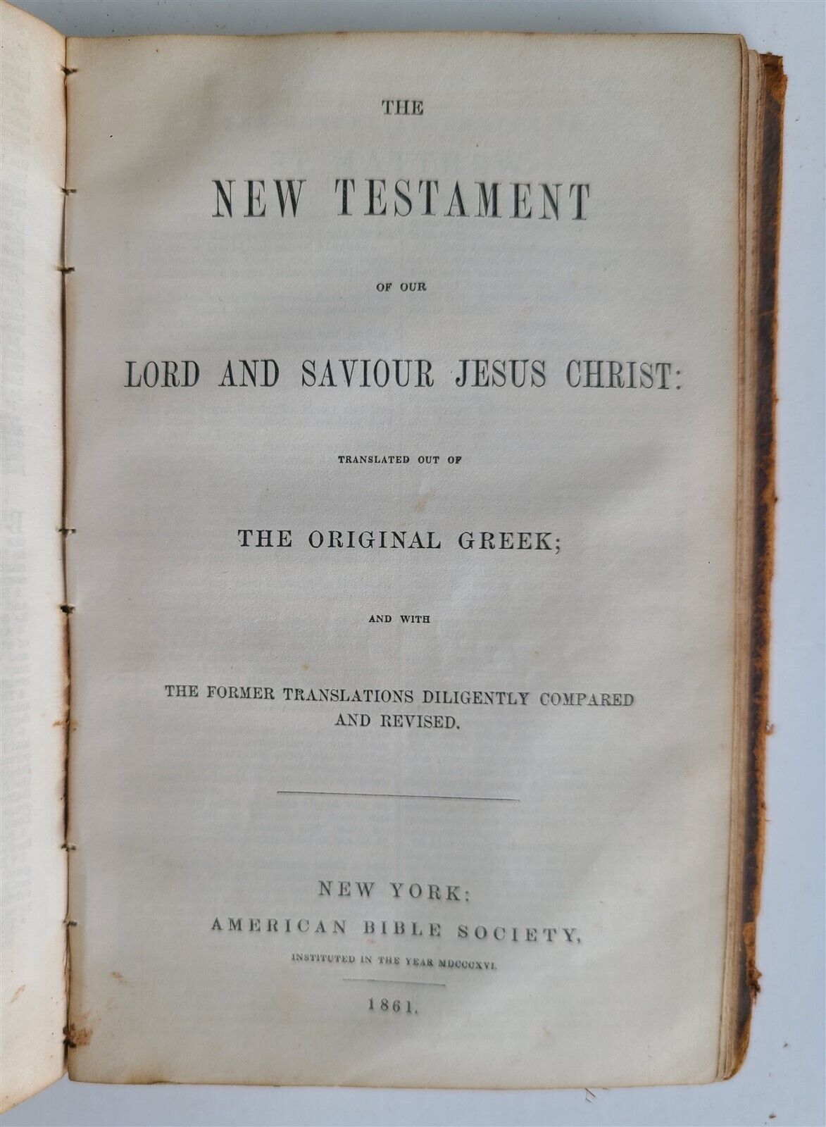 1861 BIBLE in ENGLISH ANTIQUE OLD & NEW TESTAMENTS Americana CIVIL WAR ERA