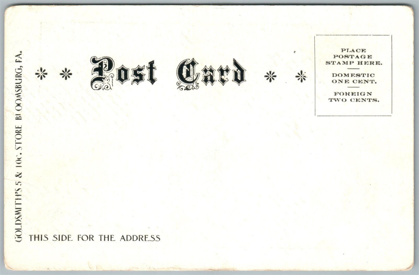 BLOOMSBURG PA UNDIVIDED ANTIQUE POSTCARD