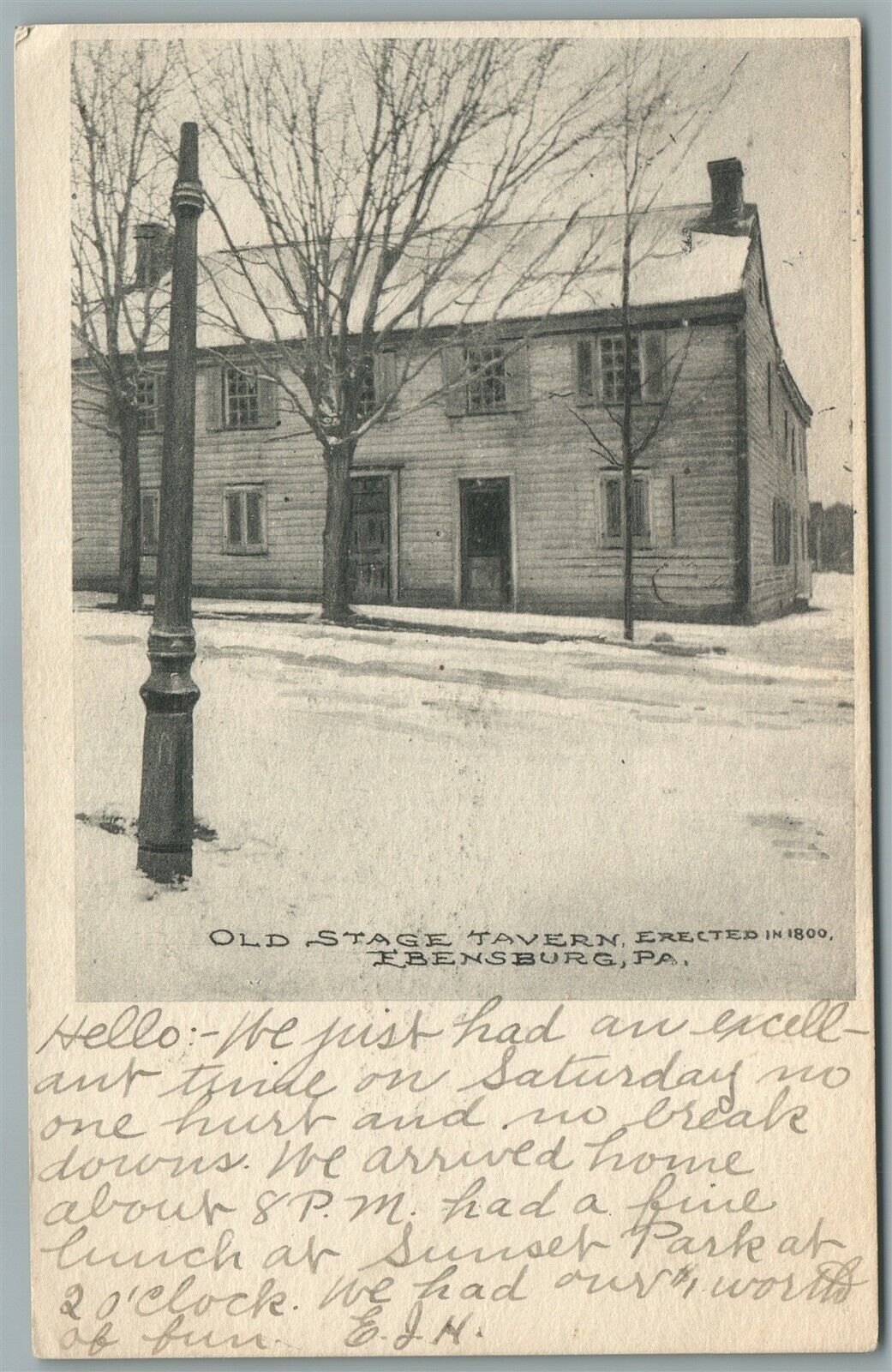 EBENSBURG PA OLD STAGE TAVERN ANTIQUE POSTCARD