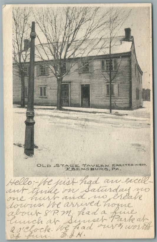 EBENSBURG PA OLD STAGE TAVERN ANTIQUE POSTCARD