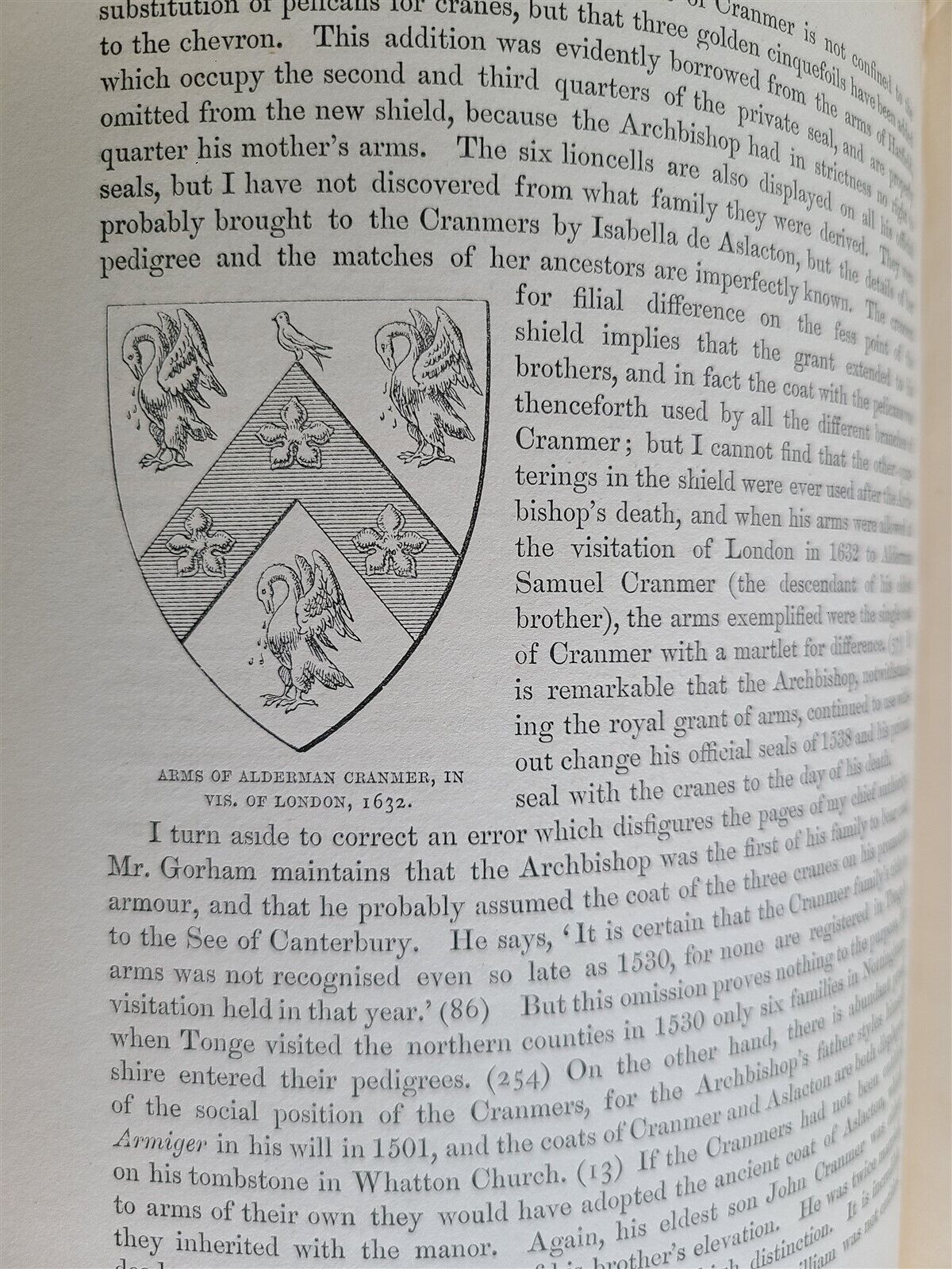 1877 GENEALOGICAL MEMOIRS of THOMAS CRANMER & THOMAS WOOD antique VELLUM BOUND