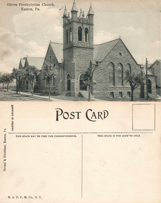 EASTON PA OLIVES PRESBYTERIAN CHURCH ANTIQUE POSTCARD
