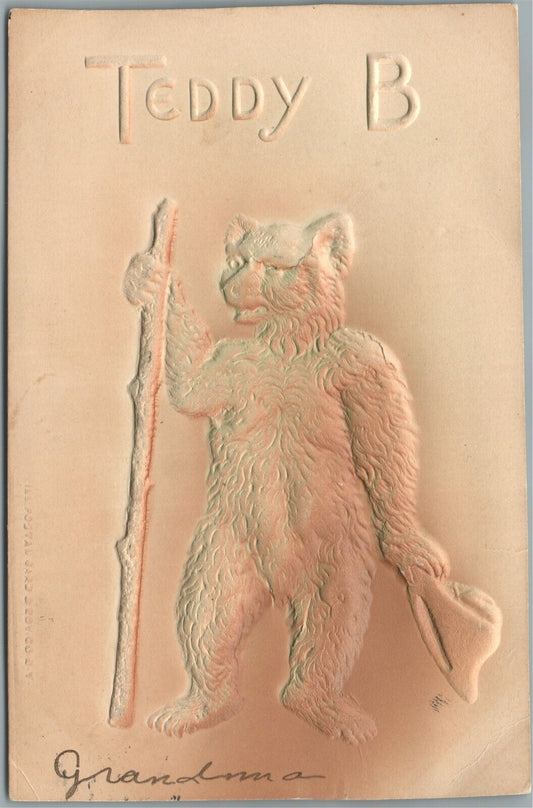 TEDDY BEAR EMBOSSED 1911 ANTIQUE POSTCARD